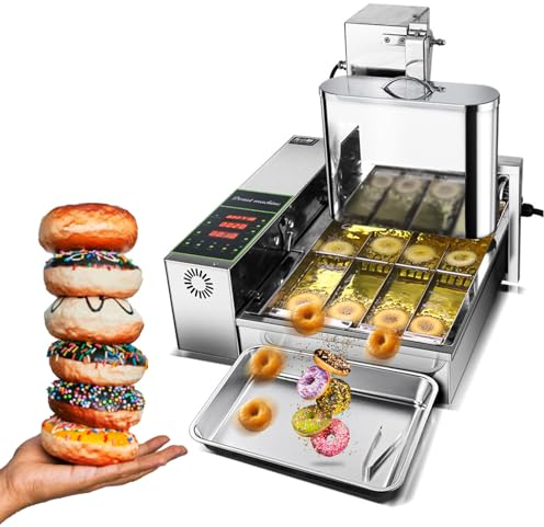 Friggitrice per ciambelle commerciale - Macchina automatica per ciambelle con tramoggia a 4 file, friggitrice per ciambelle professionale - Spessore regolabile -360 pezzi/h per fare ciambelle