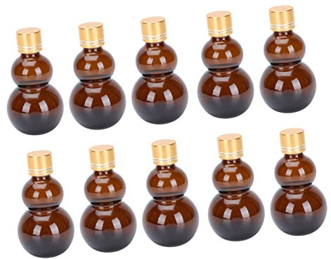 FOMIYES Lot De 10 Bouteilles En Verre Multifonctions Design Gourde Flacons De Toilette De Voyage Contenants Étanches Pour Vin Mini Bouteilles Portables De 50 Ml Marron