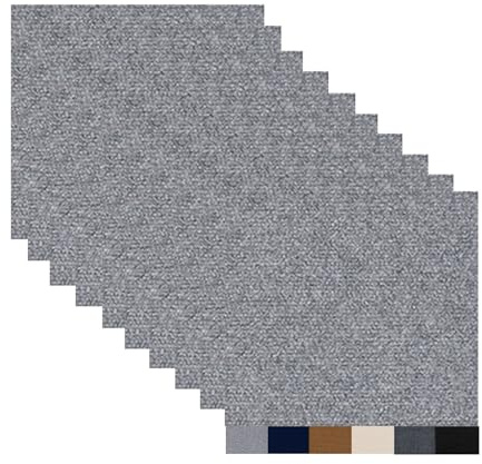 Hiseng Teppichfliesen Selbstklebend 30x30cm, 10/20/30 Stück Teppichfliesen Selbstliegend Rutschfeste Strapazierfähig Teppich Bodenbelag für Büro Wohnzimmer Schlafzimmer (20 Stück,Hellgrau)