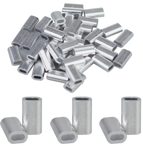 Vinfutin Manicotto a crimpare in alluminio, manicotti in alluminio a crimpare in lega di alluminio, connettore per tubo da pesca (diametro interno: 1,6 x 3,3 mm, 100 pezzi)