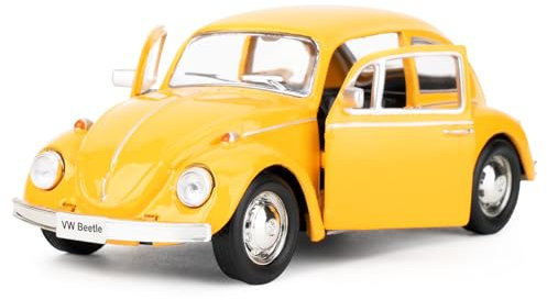 imtfzct 1/36 Volkswagen Käfer 1967 Modellauto, Leichtmetall- Kinder Spielzeugauto, Modellauto mit Pull Back Funktion, Sammlerstück Spielzeugauto, Geschenk für Kinder (gelb)