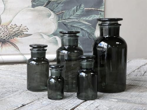 Black Apothecary Glass Storage Bottle with Lid x1-5 Sizes - **Sold Individually**, Black Glass Jar, Apothecary Bottle with Lid, Bathroom Decorative Storage Jar (Small 125ml)