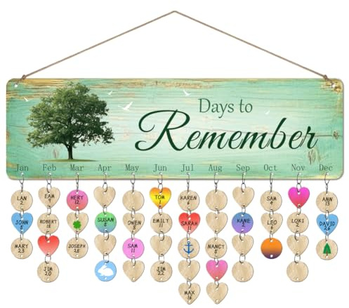 arricraft 1 Stück Holz Geburtstags Erinnerungskalender Für Die Familie Days To Remember Lush Tree Geburtstagskalender Zum Aufhängen An Der Wand Mit 100 Etikett Geburtstagsgeschenke Für Vater