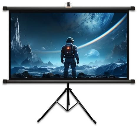 Pantalla de Proyección Portátil con Soporte de Trípode, Pantalla de Proyector Interior Móvil al Aire Libre, Pantalla de Proyector 16: 9 4K HD con Diseño Sin Arrugas para Cine en El Patio Trasero en Ca