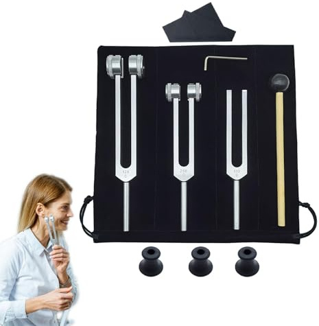 Aluminium-Stimmgabel-Kit | Therapeutische Stimmgabel 128Hz 256Hz 512Hz | Vibrierendes Musikinstrument für Meditation, Energiepflege, Entspannung, Yoga, Wohlfühlzubehör