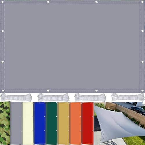 SDLLG Sun Shade Sail with Eyelets Rectangle Made of Oxford Fabric 180g/㎡ Waterproof Sun Protection Weather Protection Sail Canopy UV Protection for Balcony Terrace Garden -gray - Customizable Size