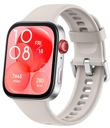 HUAWEI WATCH FIT 3 Smartwatch for men women, iOS & Android, Up to 10 Days Battery Life, Bluetooth Calls, GPS Smartwatch, Aluminum Case, AMOLED Display, Health&Fitness Tracker, White strap (Renewed)