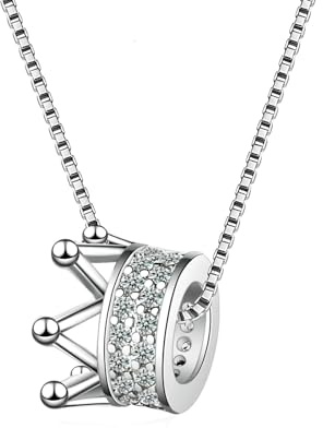 Manqyi Collar Corona, Joyas Corona para Mujer Niña, Charms de Abalorios de Corona de Princesa, Collar de Mujer, Longitud Total: 40 cm + 5 cm Extensión Cadena, Joyas Regalos para Esposa, Mamá