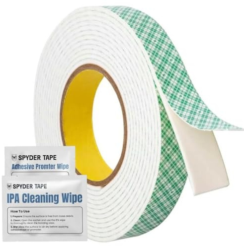 Spyder Tape 4026 Nastro biadesivo in schiuma PE 20mm x 10m - Nastro di montaggio forte per insegne pannelli UPVC plastica e interni - Adesivo resistente alle intemperie con salvietta IPA e promotore