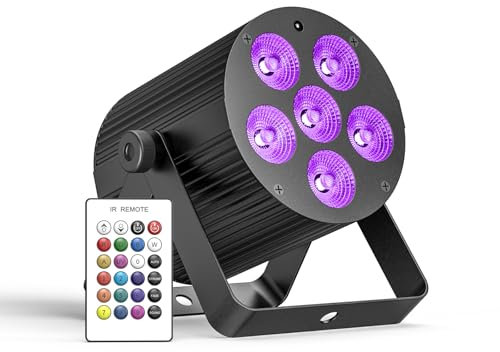 Erreyht 60W Rechargeable LED Par Light, RGBWA+UV 6 LED Stage Lights Uplight with Remote Control DMX512 Stobe Lighting for DJ, Disco, Party Wedding, Outdoor, Bar