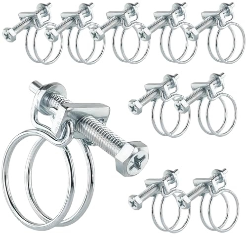 LUMOOM 10 Stück Doppeldraht Schlauchschellen, Edelstahl Schlauchschellen, Einstellbar Drahtschlauchschellen, Schlauchklemmen für Familie Wasser Rohr Automobil Tubing (40-45mm)