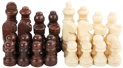 LIUZIKUN 32 Pcs Portable Chess Pieces International Chess Figures Wooden Hand Carved Tournament Chessmen For Adults Or Children