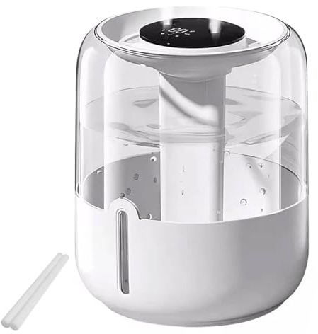 Ccarzzi Humidifier for Bedroom 5L Ultra Quiet Cool Mist Air Humidifier with Double Nozzle, Night Light, Humidity and Gear Display, for Hoom, Baby, Plants