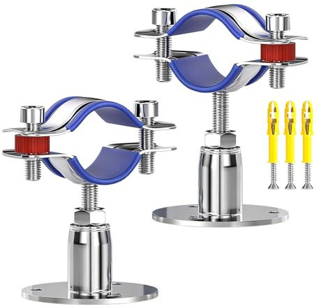 4 Pcs 304 Stainless Steel Pipe Clamp Hanger, Adjustable 30-50mm Pipe Support Bracket with Screws, for 15-19mm（0.59-0.74） Diameter Tube, Wall & Ceiling Mount Pipe Fastener