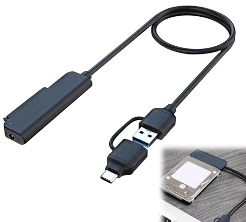 USB 3.0 to SATA Adapter, SATA to USB Cable Plug and Play, 2.5 Hard Drive Reader, High-Speed Data Transmission, Tool-free External SATA HDD SSD Converter, Compatible with 2.5 Inch HDD SSD PC Laptop
