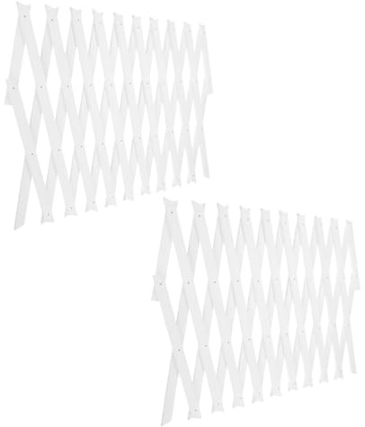TOYANDONA Lot de 2 Panneaux de Treillis Extensibles en Bois Robuste Blanc H44 Cm, Support Grimpant pour Plantes en Pot, Clôture Murale Intérieure et Extérieure, Treillis Décoratif