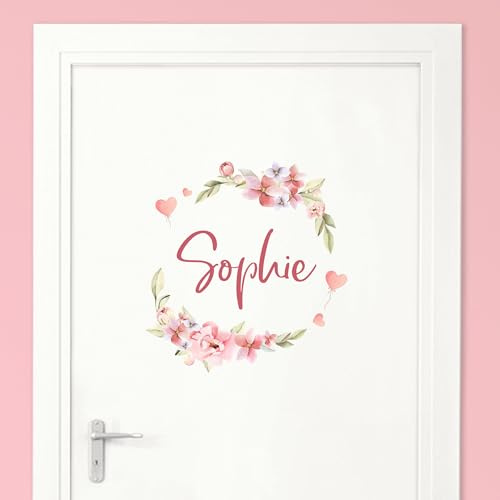 Little Deco Türaufkleber, Wandtattoo Kinderzimmer, Blumen | Wandsticker, Sticker personalisiert, Babyzimmer Deko, Wunschtext Aufkleber, Tür Namensschilder Kinder, Stickers selbstklebend