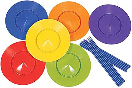 Juego de Platos de Malabarismo, 6 Piezas con 12 Palos, Juguetes de Malabarismo para Niños, Adultos, Principiantes, Diversión Familiar (Vistosa)