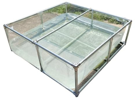 Piscina fuori terra trasparente con staffa, facile da installare, telaio da giardino, stagno interno in tela per stagni con pesci, uso esterno (2 x 1 x 0,9 m)
