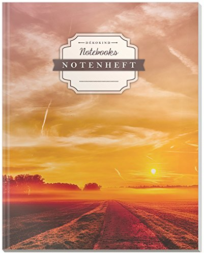 DÉKOKIND Notenheft | DIN A4, 64 Seiten, 12 Notensysteme pro Seite, Inhaltsverzeichnis, Vintage Softcover | Dickes Notenbuch | Motiv: Sunset