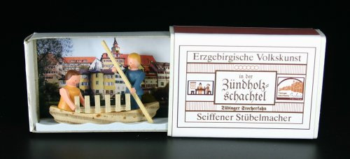 Zündholzschachtel Stocherkahn Miniaturstube Seiffen 5,3cm Erzgebirge NEU