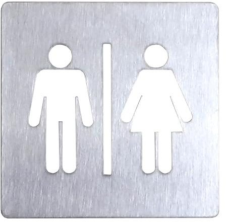 GUIZZO Creart - Targa Personalizzata Acciaio Inox per Locali Pubblici, Targhetta Personalizzata Bagno Donna e Uomo - Targhetta Porta Ingresso Toilette per Servizi Igienici, Made in Italy, 10x10H cm