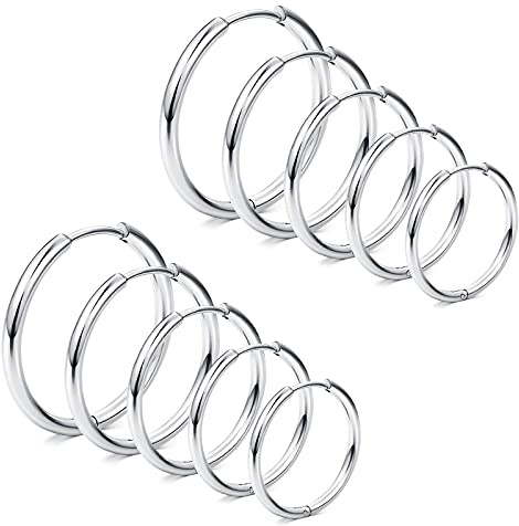 Funseedrr Orecchino Chirurgico Huggie Orecchino a Cerniera Anello Segment Hoop Donna Uomo Gioielli per Piercing