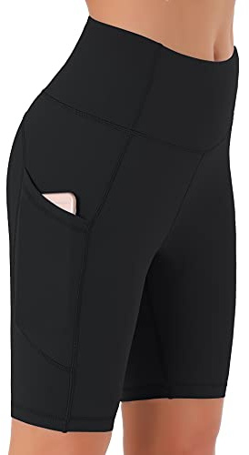 Persit Kurze Sporthose Damen, High Waist Radlerhose Sport Shorts Sommer Laufhose Schwarz S
