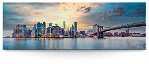 BilderKing Wandbild Skyline New York City - 150cm x 50cm Leinwand auf 4cm Keilrahmen