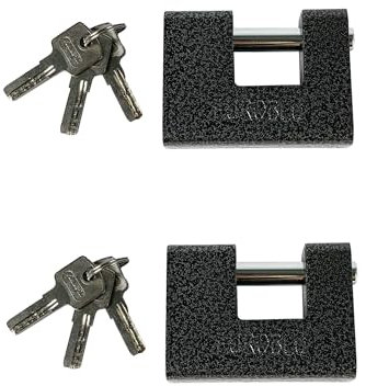 TEMPO DI SALDI Coppia di Lucchetti Rettangolare Antiscasso in Acciaio Massiccio con 3 Chiavi