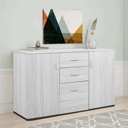 Dmora Kommode Benidorm 120x40x82,5 cm Grau 2 Regale 2 Schubladen