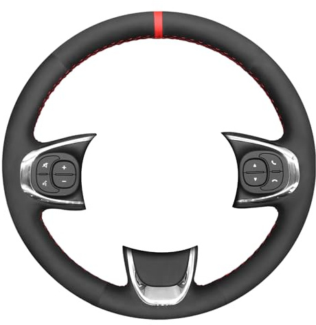 MEWANT Lenkradbezug für Fiat 500 2015-2021 / 500C 2016-2021, Veloursleder, Schwarz