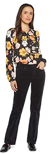 NYDJ Women's Marilyn Straight Corduroy, Black
