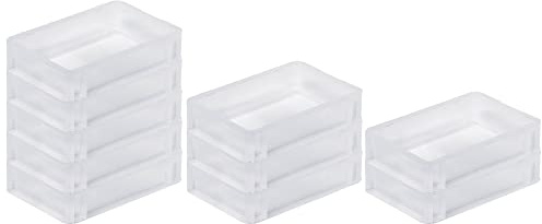 PROREGAL SuperSparSet 10x Transparenter Eurobehälter BasicLine mit geschlossenem Griff | HxBxT 7x20x30cm | 2,9 Liter | Eurobox, Transportbox, Transportbehälter, Stapelbehälter