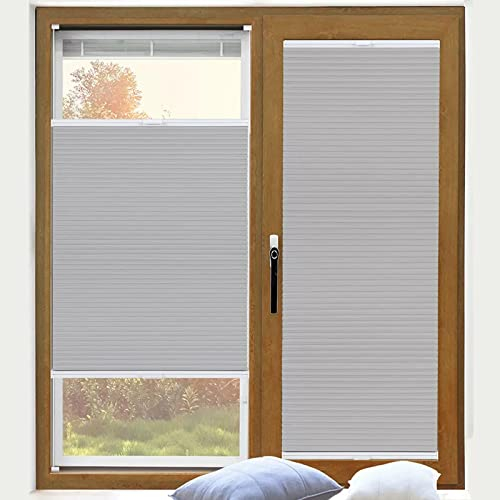 Graue Wabenplissee Für Fenster,Verdunklungsplissee Waben-plissee,Plisseerollo Thermisch,Doppelplissee,Verdunkelungsvorhang Wabenplissee Faltrollo,Sonnenschutz Jalousie,W×H-120x150cm/47.2*59in