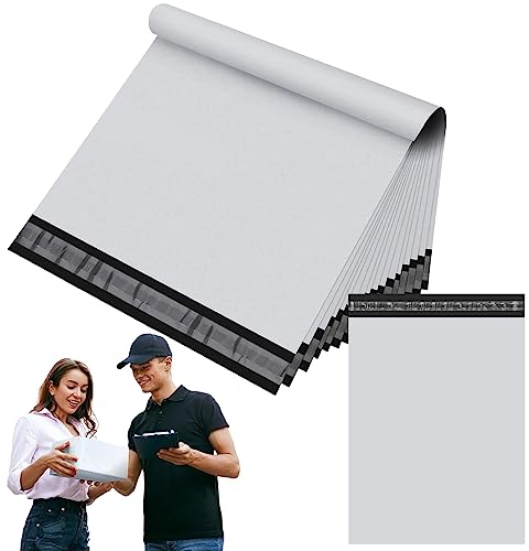 50Stück 25x35cm Weiß Versandbeutel Plastik Versandtaschen,Versandtüten für Kleidung Medium,Selbstklebend Poly Kunststoffbeutel Wasserdichte Kuriertaschen Paket Tüten für Versand Warensendung Textilien