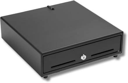 BALSAT | Cajón Portamonedas 410x114x415mm | Caja Registradora Negocio | Organizador Monedas y Billetes |Cajón Dinero automático yManual Negro | Organizador Efectivo | Con llave | Bandeja portamonedas