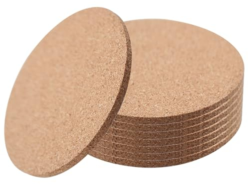 8 Stück Korkuntersetzer 3 mm Dick,10cm Untersetzer Gläser Kork rutschfeste Untersetzer für Zuhause KüChe Wohnzimmer Schlafzimmer BüRo Café Oder Bar Hitzebestaendig Wiederverwendbar (Runde)