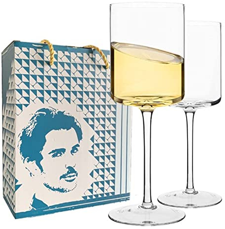 DUnLap Copas De Vino Personalizadas Juego de 2 Piezas Copa de Vino Tinto de Cristal Tubo Recto 450ml Caja de Color de ángulo Recto Creativo Creativo Copas De Vino