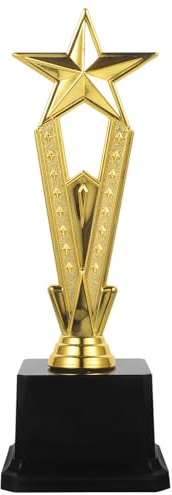 Operitacx 2pcs Trophy Award, Gold Star Award Trophies For Kids, 8.8 Inch Plastic Trophies For Party Favors, Award Prizes, School Prizes, Game Prizes