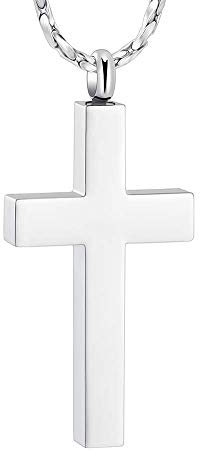 Crystal Cross Halskette für Asche - Edelstahl Keepsake Kremation Schmuck - Religiöse Kreuz Memorial Urne Halskette für Haustier menschliche Asche Anhänger
