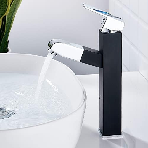 Mit Herausziehbarer Brause, Waschtischarmatur, Küchenarmatur, Badezimmerarmaturen, Monobloc-Einhebelmischer Mit Ausziehbarem Chrom, Unten,Schwarz+Chrom,groß