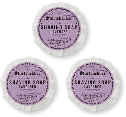 Störtebekker® Premium Rasierseife Lavendel 70g x 3 - Handgefertigte Seife für ergiebigen Rasierschaum - Perfekt für die Rasur mit Rasierhobel & Rasiermesser - Vegane Rasierseife Damen & Herren