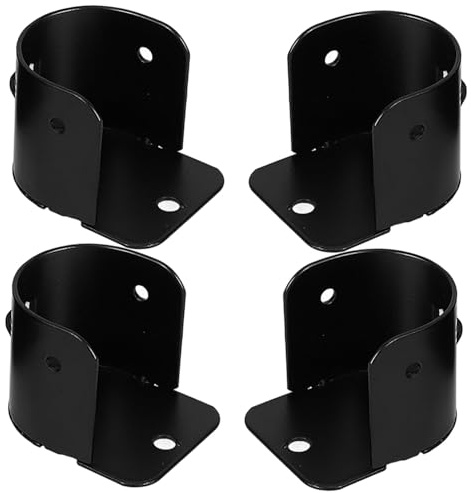 Amosfun Soporte para Barra de Ducha Brida 3 Cm Acero Inoxidable Negro Resistente para Pared Baño 4 Piezas Accesorios Soporte Varilla Baño