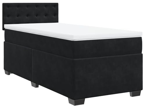 vidaXL Ramsäng med madrass svart 100x200 cm sammet, säng, plattformssäng, panelsäng, sovrumsmöbler, divansäng, enkelsäng, stoppad säng, sammetssäng