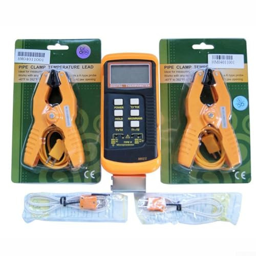 Dual Channel K Type Digital Thermocouple Thermometer 6802 II, 2 Pipe Clamp New Automatic Temperature Compensation Digital Thermocouple Thermometer