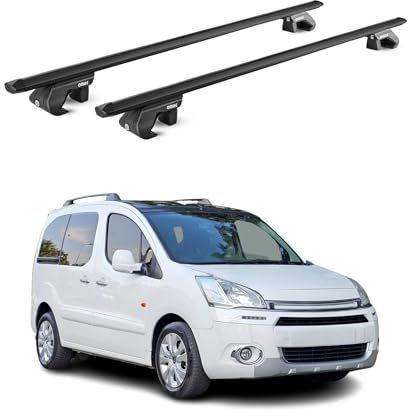 OMAC Dachträger für Citroen Berlingo 2008-2018 Aluminium Schwarz | TÜV geprüft, bis 90 kg Traglast, T-Nut-Befestigung, für Standard-Dachreling geeignet, Querträger, Grundträger