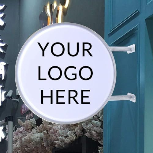 LED Leuchtkasten - Personalisiertes Doppelseitig Rund Light Box - Mit Logo wasserdichte Doppelseitige Leuchtkasten - für Bar Schaufensterwerbung Business Büro Laden - 50 cm