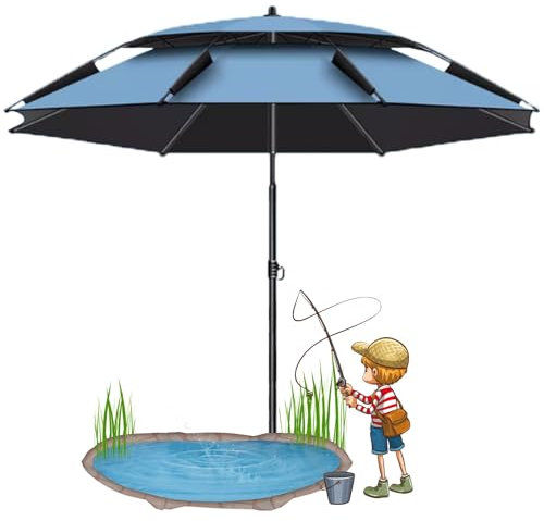 Gartenschirm wasserdicht Strandschirm Terrasse Regenschirm UPF 50+ Sonnenschirm Angelschirm Regendicht Schirmzelt mit Fiberglasstangen Angler Campingschirm(200cm)