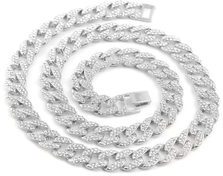 Calefee Halskette Herren Iced Out 56 cm, Panzerkette Frauen 15mm Breit Herren Kette Hip Hop Ohne Anhänger